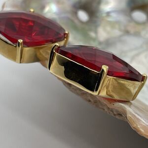 Joan Rivers Sparkling Faceted Stone Square Earrings Red Vintage Retro Glam